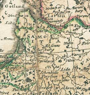 1743 m. Žemaitijos žemėlapis